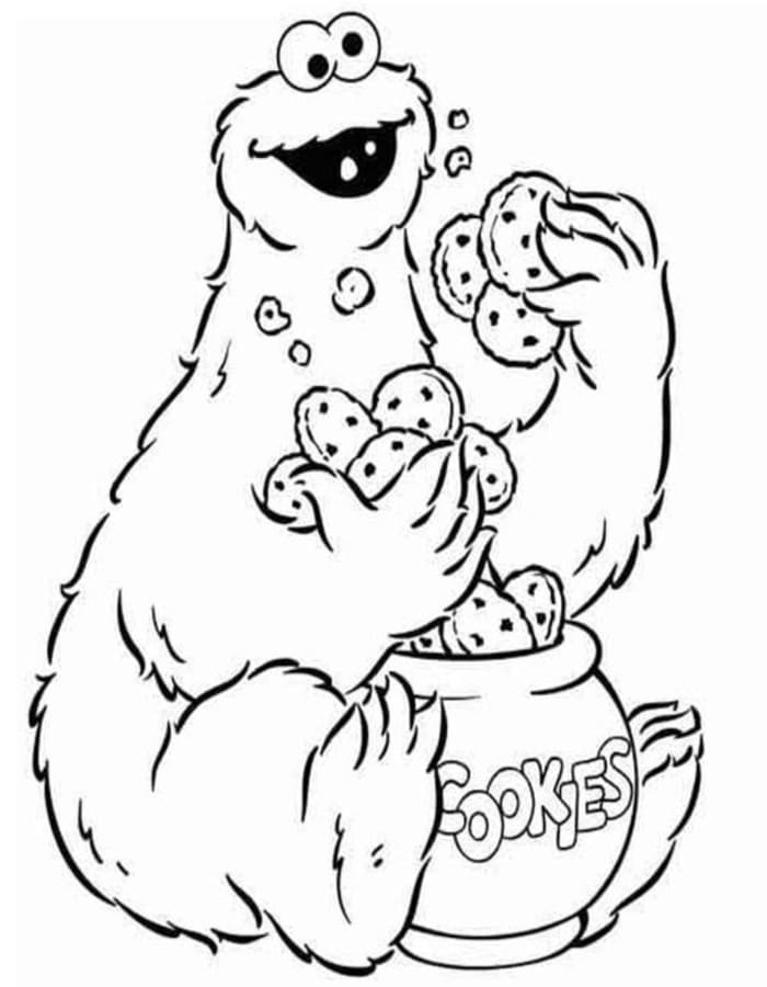 Fise de colorat cu Cookie Monster uşor la copii