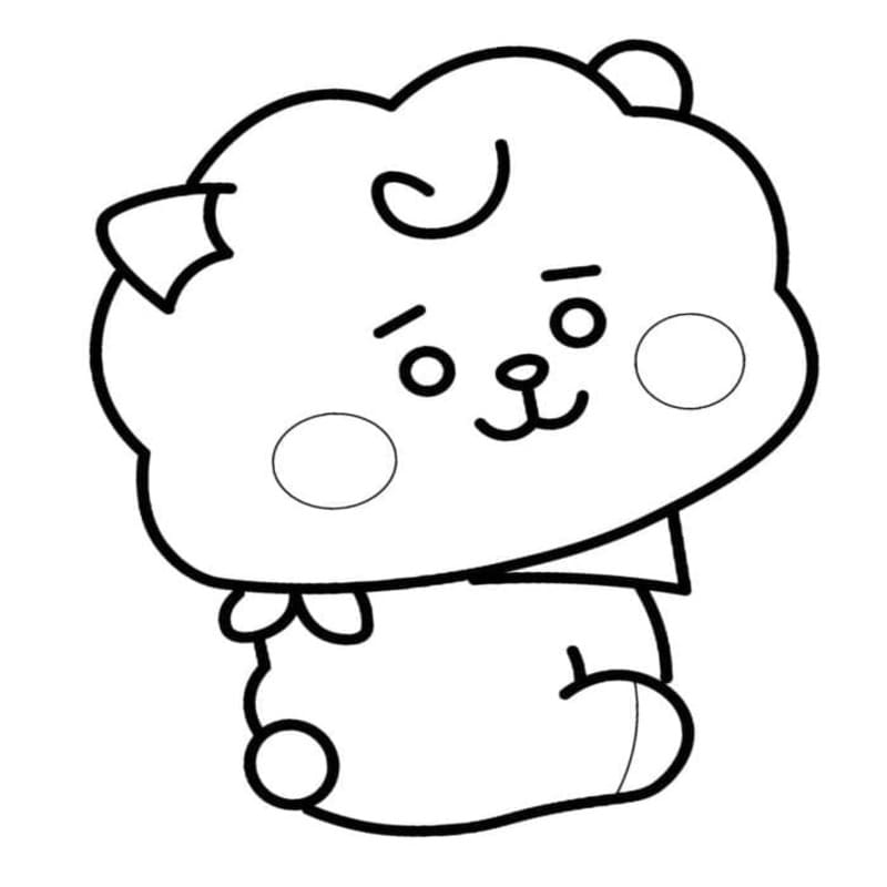 Fise de colorat cu Desenează BT21 imprimabil gratuit simplu