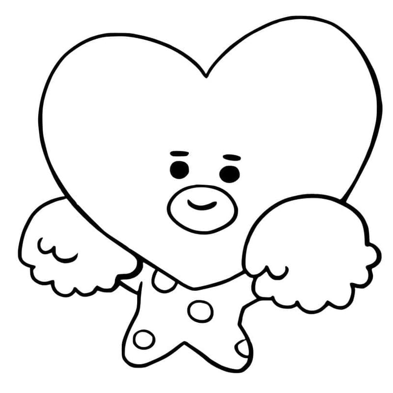 Fise de colorat cu Desenează BT21 imprimabil gratuit uşor