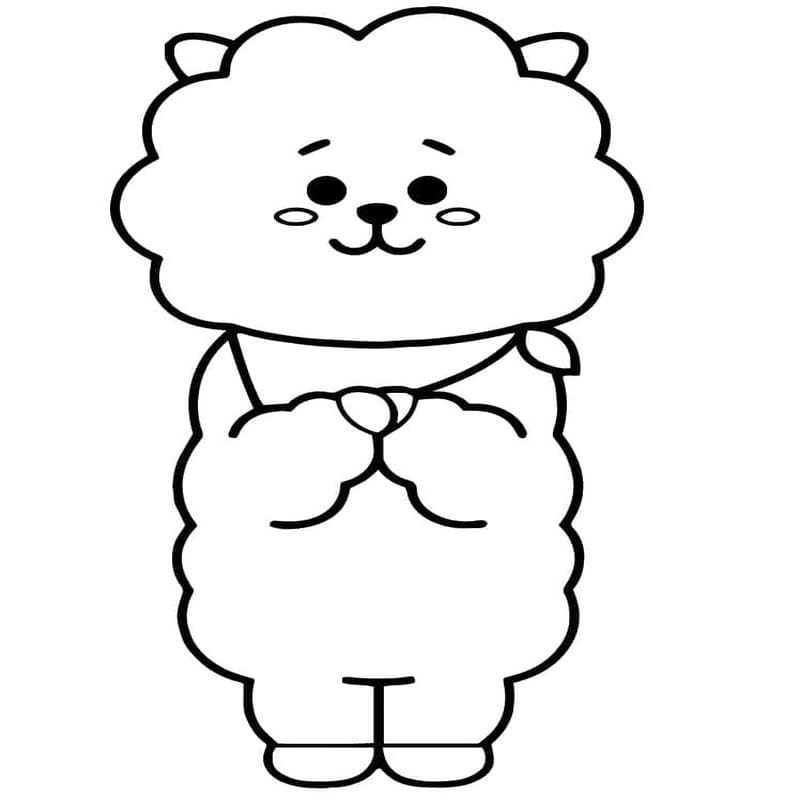 Fise de colorat cu Desenează BT21 simplu la copii