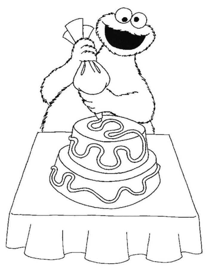 Fise de colorat cu Desenează Cookie Monster gratuit pentru copii