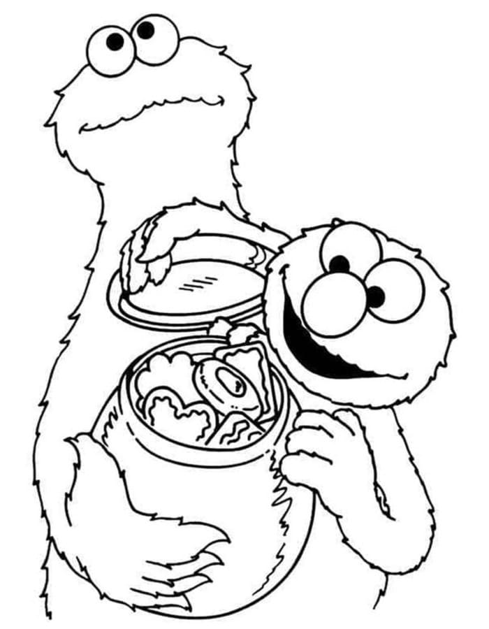 Fise de colorat cu Desenează Cookie Monster gratuit uşor