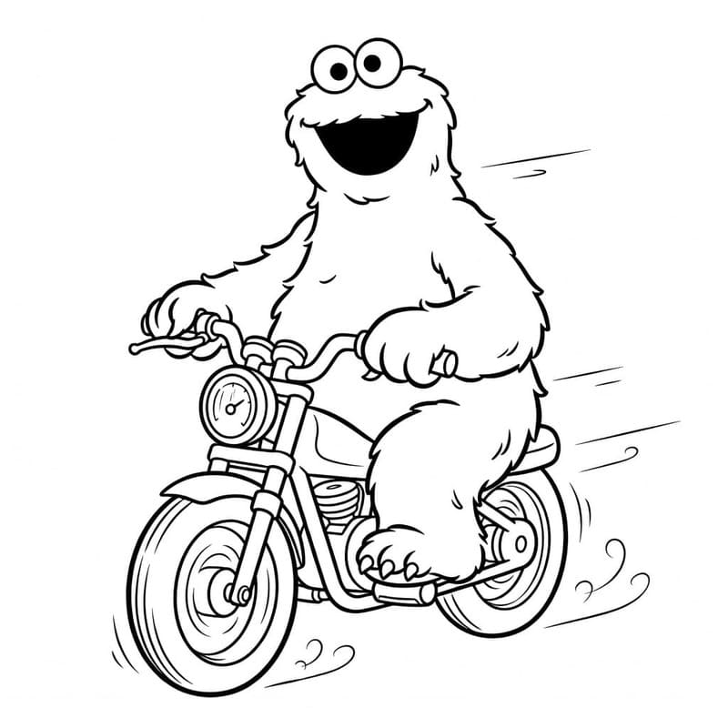 Fise de colorat cu Desenează Cookie Monster imprimabil bazic