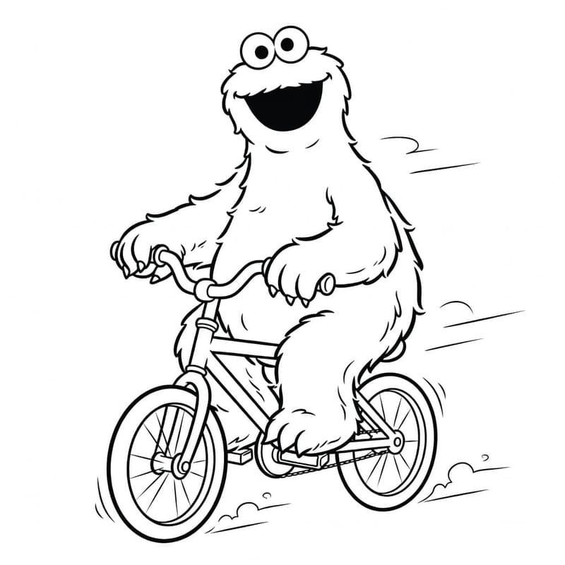 Fise de colorat cu Desenează Cookie Monster imprimabil gratuit simplu