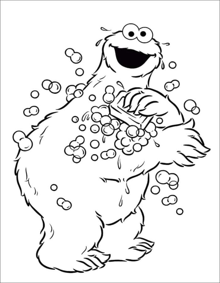 Fise de colorat cu Desenează Cookie Monster imprimabil gratuit uşor
