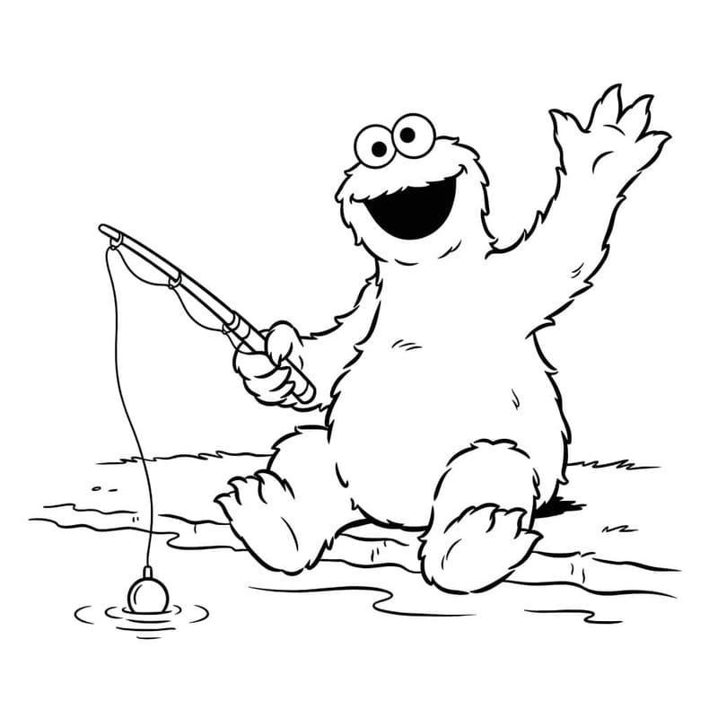 Fise de colorat cu Desenează Cookie Monster imprimabil pentru copii