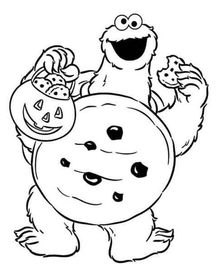 Fise de colorat cu Desenează Cookie Monster pentru copii
