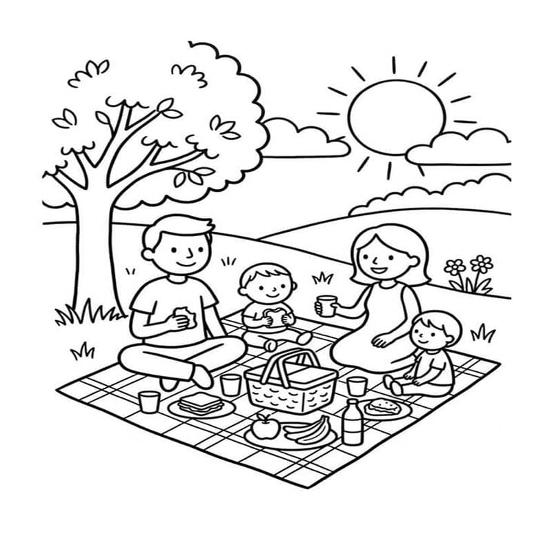 Fise de colorat cu Desenează Picnic gratuit