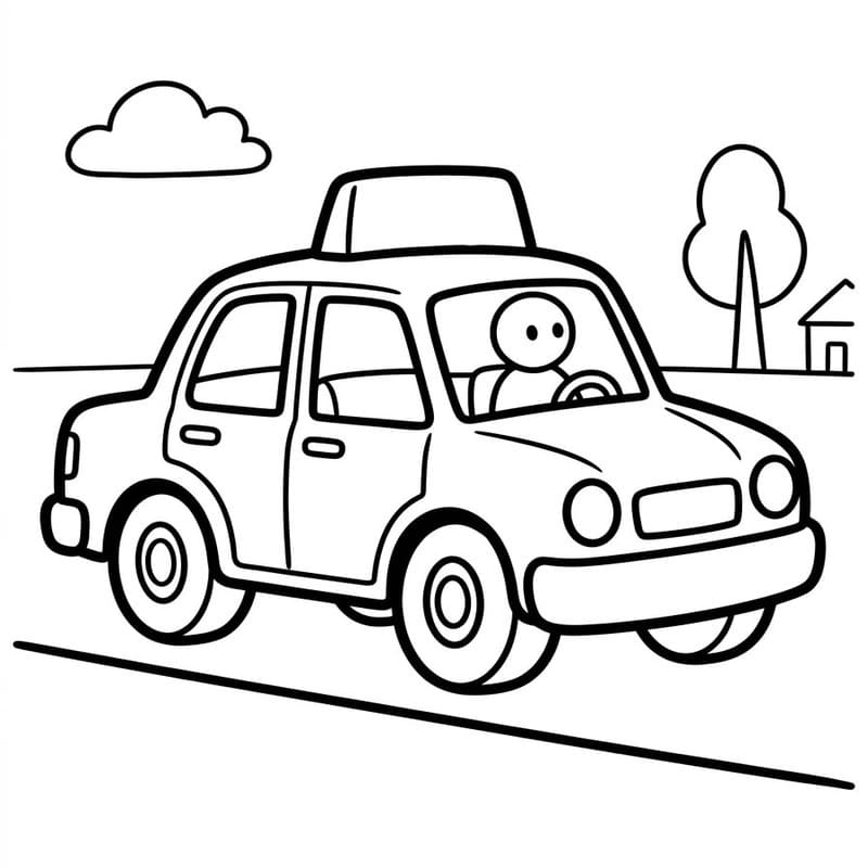 Fise de colorat cu Desenează Taxi bazic