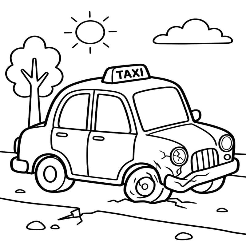 Fise de colorat cu Desenează Taxi gratuit bazic