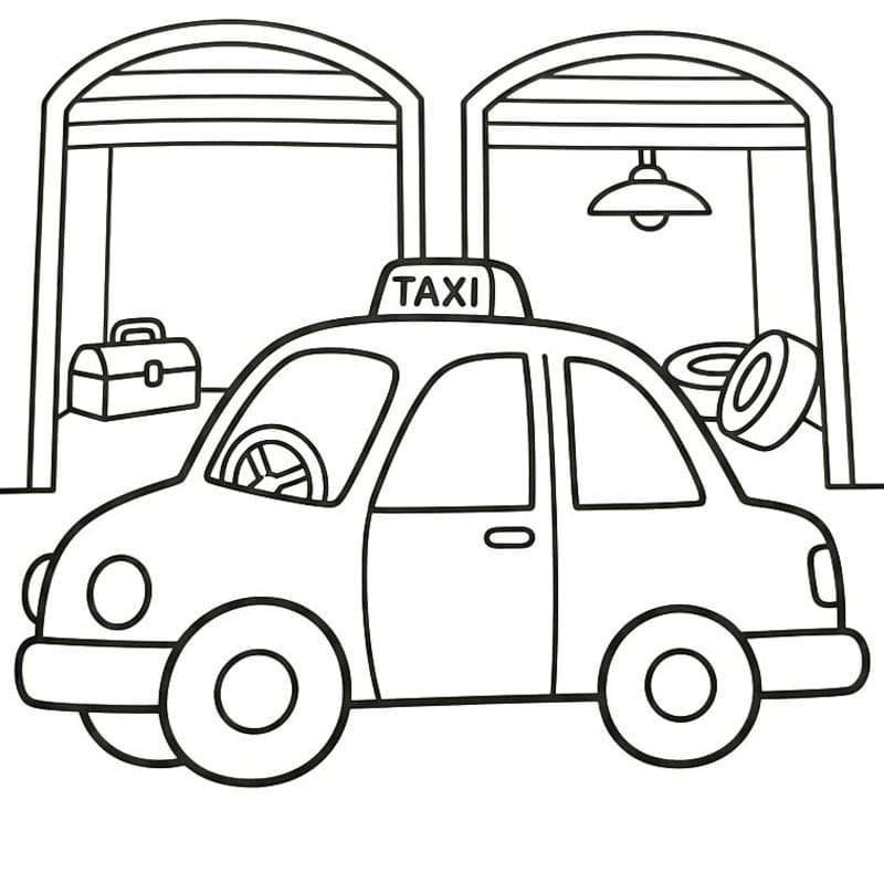 Fise de colorat cu Desenează Taxi gratuit pentru copii
