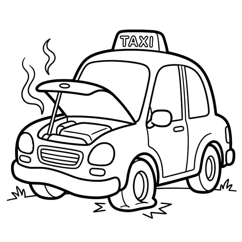 Fise de colorat cu Desenează Taxi gratuit uşor