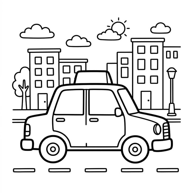 Fise de colorat cu Desenează Taxi imprimabil bazic