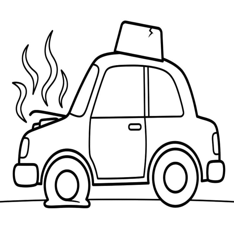 Fise de colorat cu Desenează Taxi imprimabil gratuit bazic