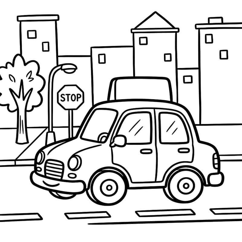 Fise de colorat cu Desenează Taxi imprimabil gratuit uşor