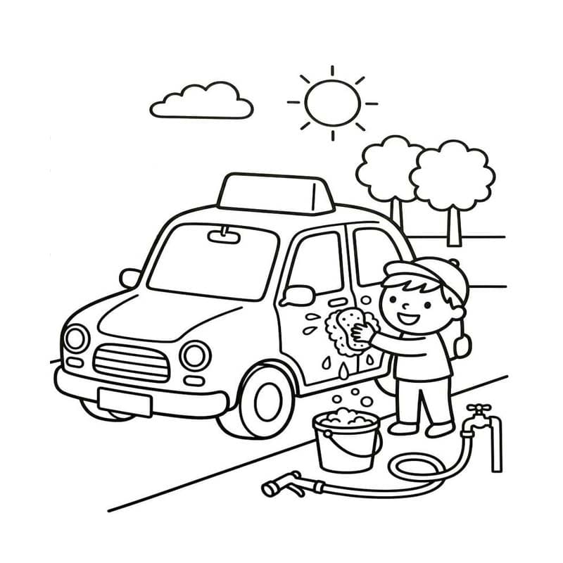 Fise de colorat cu Desenează Taxi imprimabil