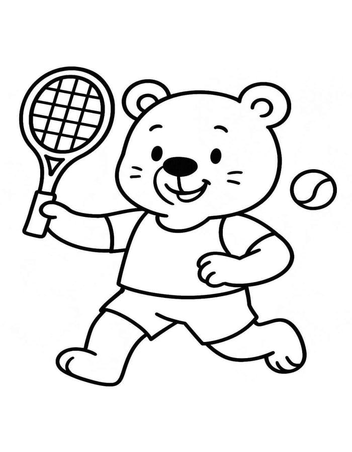 Fise de colorat cu Desenează Tenis bazic la copii