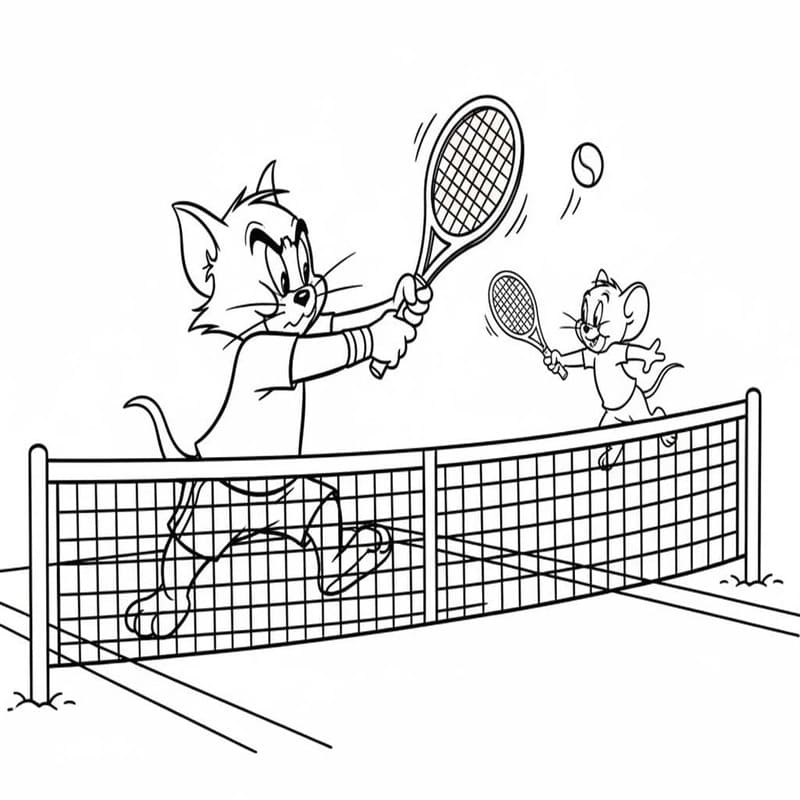 Fise de colorat cu Desenează Tenis gratuit simplu