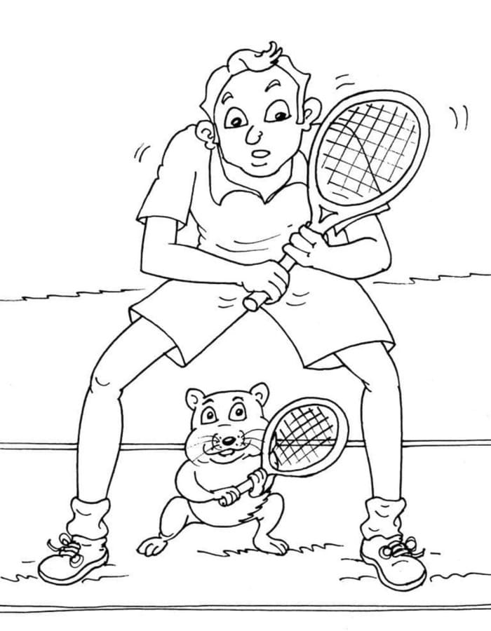 Fise de colorat cu Desenează Tenis gratuit uşor