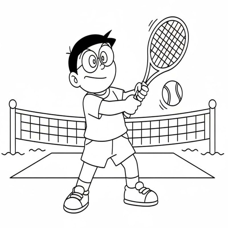 Fise de colorat cu Desenează Tenis imprimabil bazic