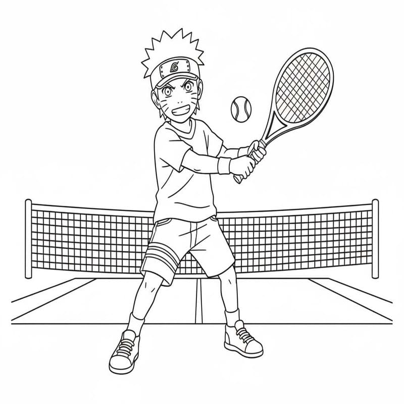 Fise de colorat cu Desenează Tenis imprimabil gratuit simplu