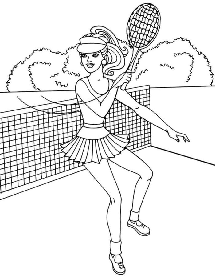 Fise de colorat cu Desenează Tenis imprimabil gratuit uşor
