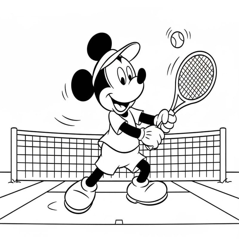 Fise de colorat cu Desenează Tenis imprimabil gratuit