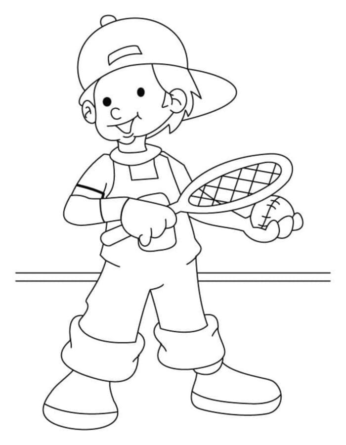 Fise de colorat cu Desenează Tenis simplu la copii