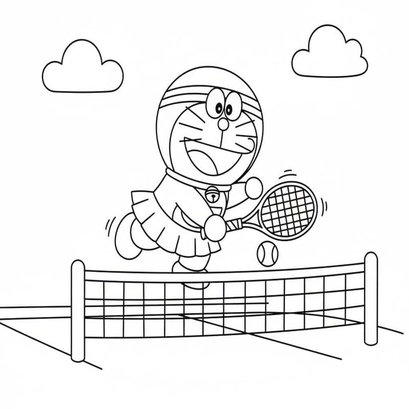 Fise de colorat cu Desenează Tenis uşor