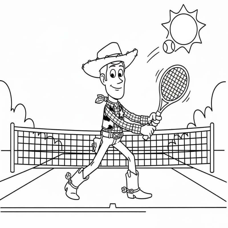 Fise de colorat cu Desenează Tenis