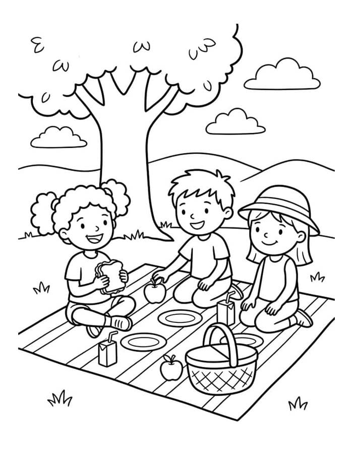 Fise de colorat cu Picnic gratuit pentru copii