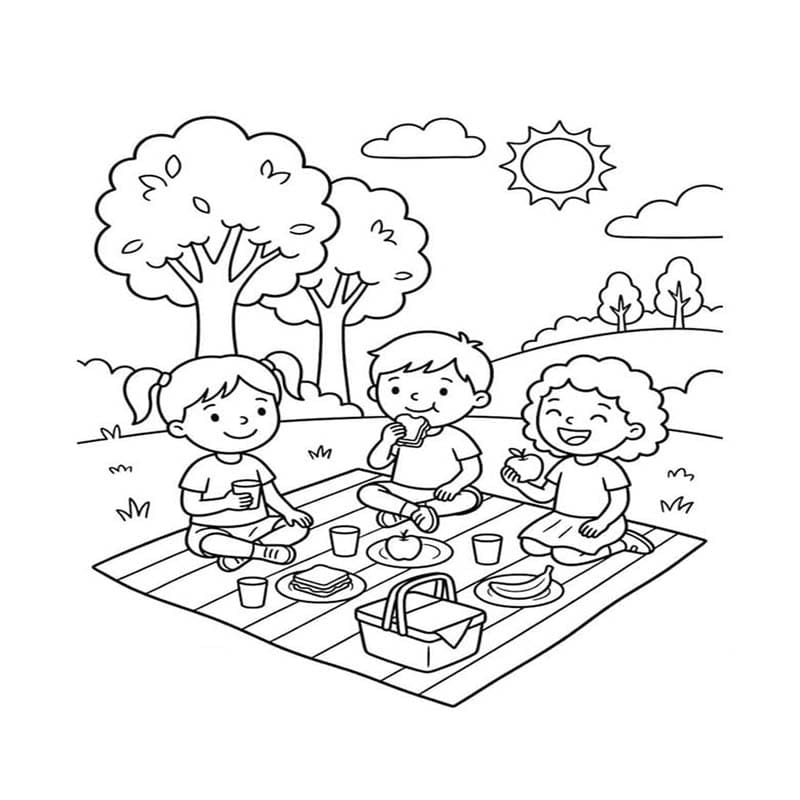 Fise de colorat cu Picnic gratuit