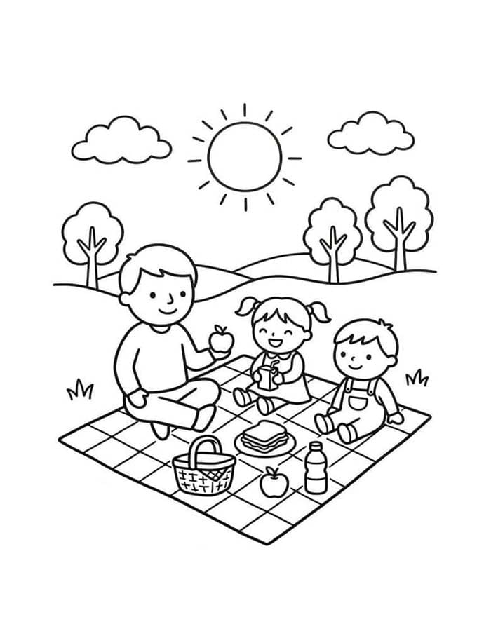 Fise de colorat cu Picnic imprimabil bazic