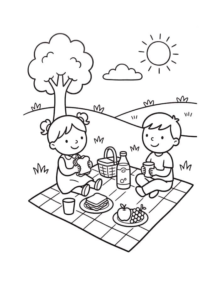 Planse de colorat cu Picnic