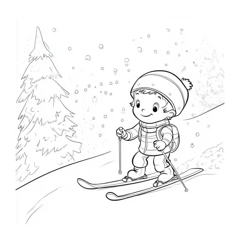 Fise de colorat cu Schi imprimabil gratuit pentru copii