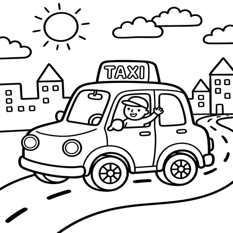 Fise de colorat cu Taxi gratuit bazic