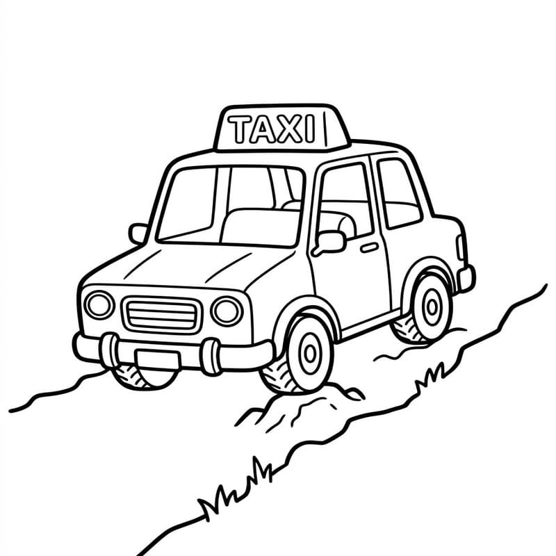 Fise de colorat cu Taxi gratuit simplu