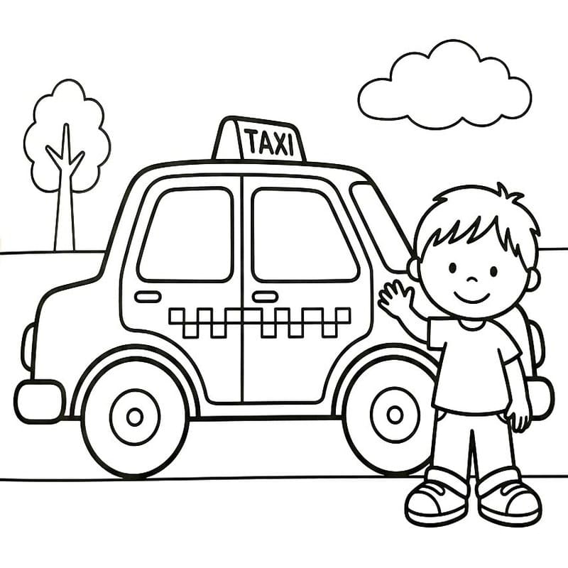 Fise de colorat cu Taxi imprimabil gratuit pentru copii