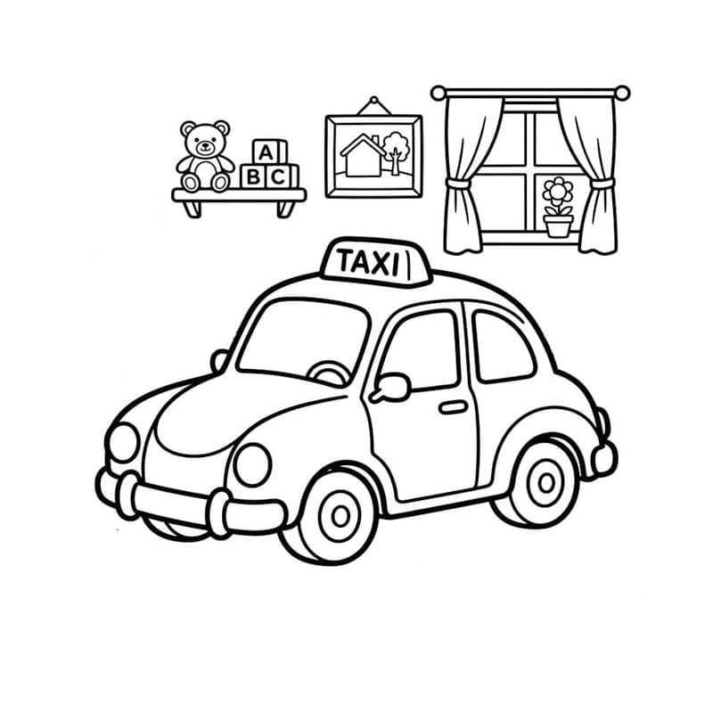 Fise de colorat cu Taxi imprimabil uşor