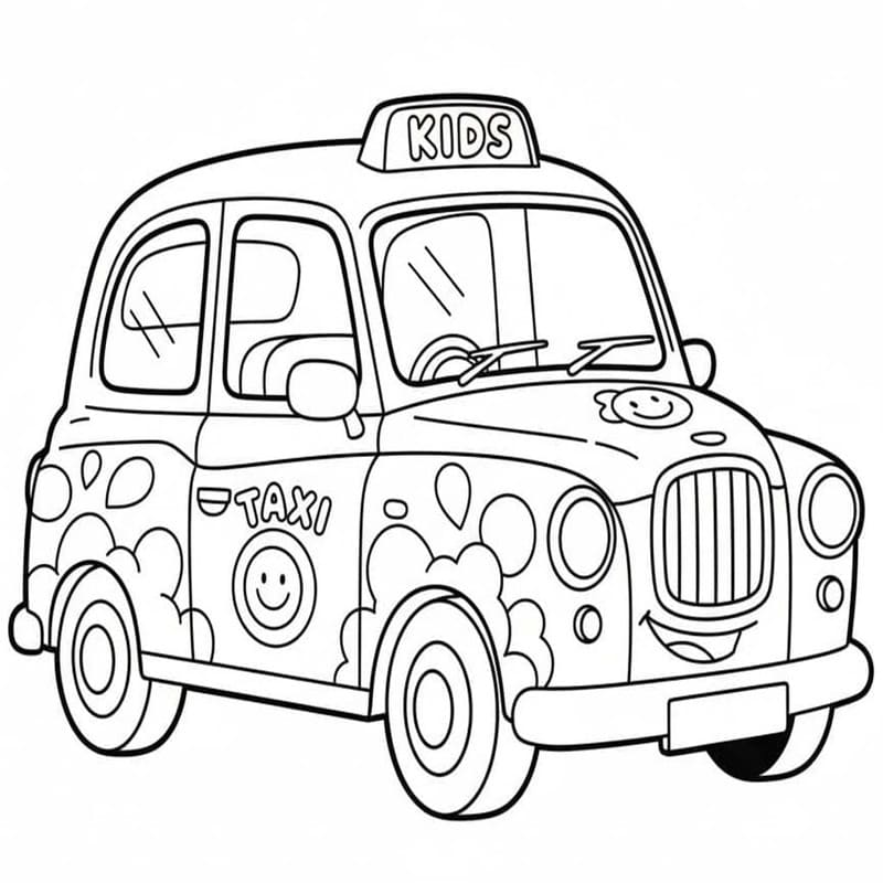 Fise de colorat cu Taxi simplu la copii