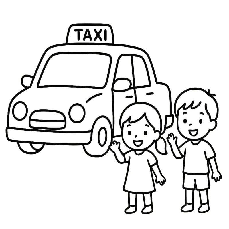 Fise de colorat cu Taxi uşor la copii