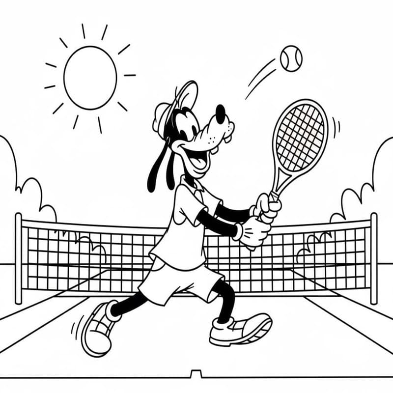 Fise de colorat cu Tenis imprimabil simplu
