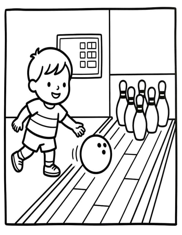 Fise de colorat cu Bowling imprimabil pentru copii