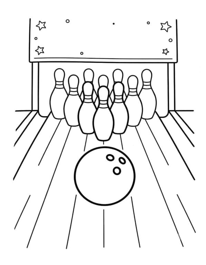 Fise de colorat cu Bowling simplu la copii