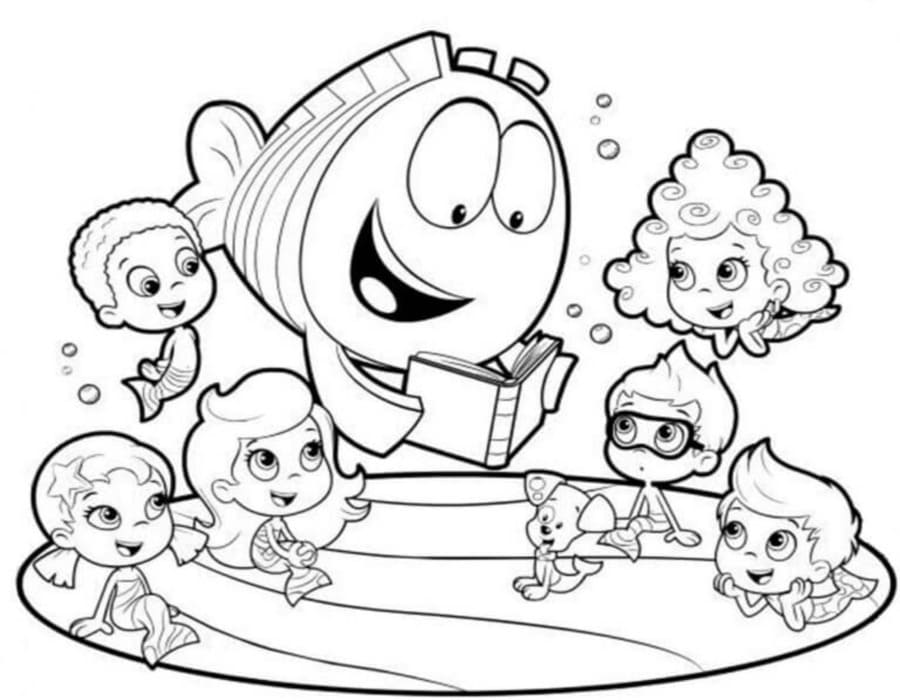 Fise de colorat cu Bubble Guppies gratuit simplu