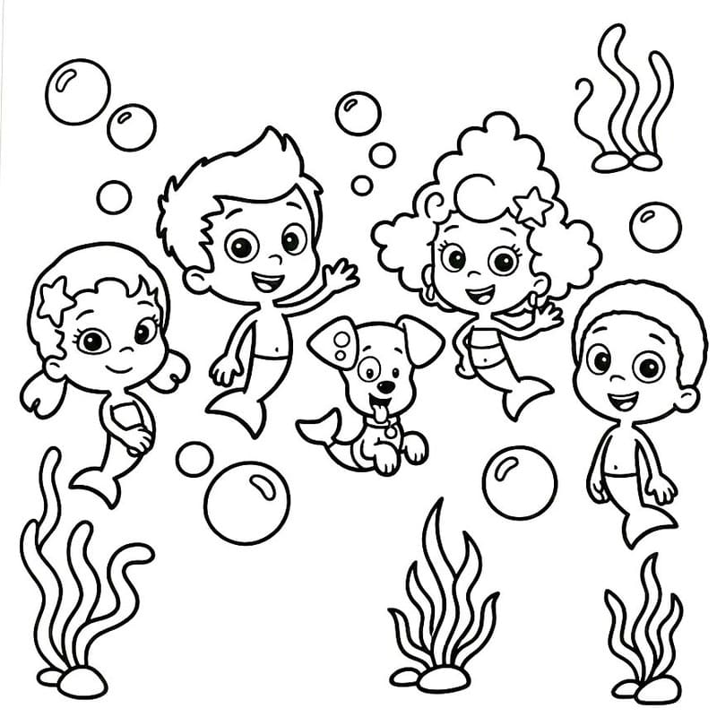 Planse de colorat cu Bubble Guppies