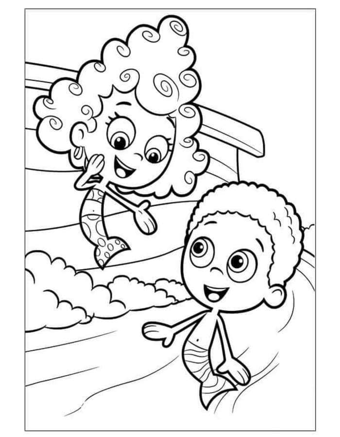 Fise de colorat cu Bubble Guppies imprimabil gratuit uşor