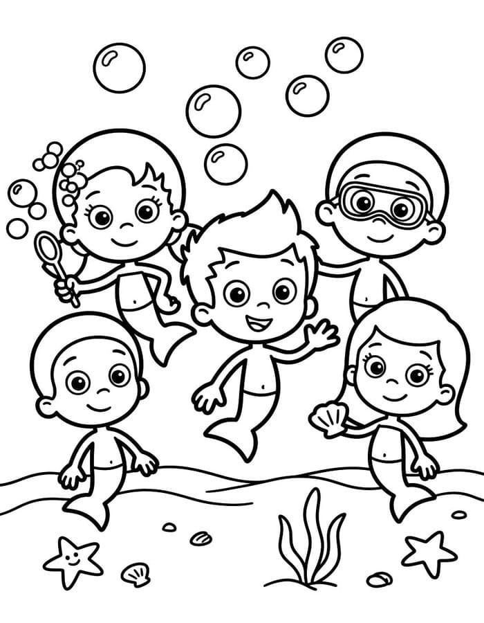 Fise de colorat cu Bubble Guppies pentru copii