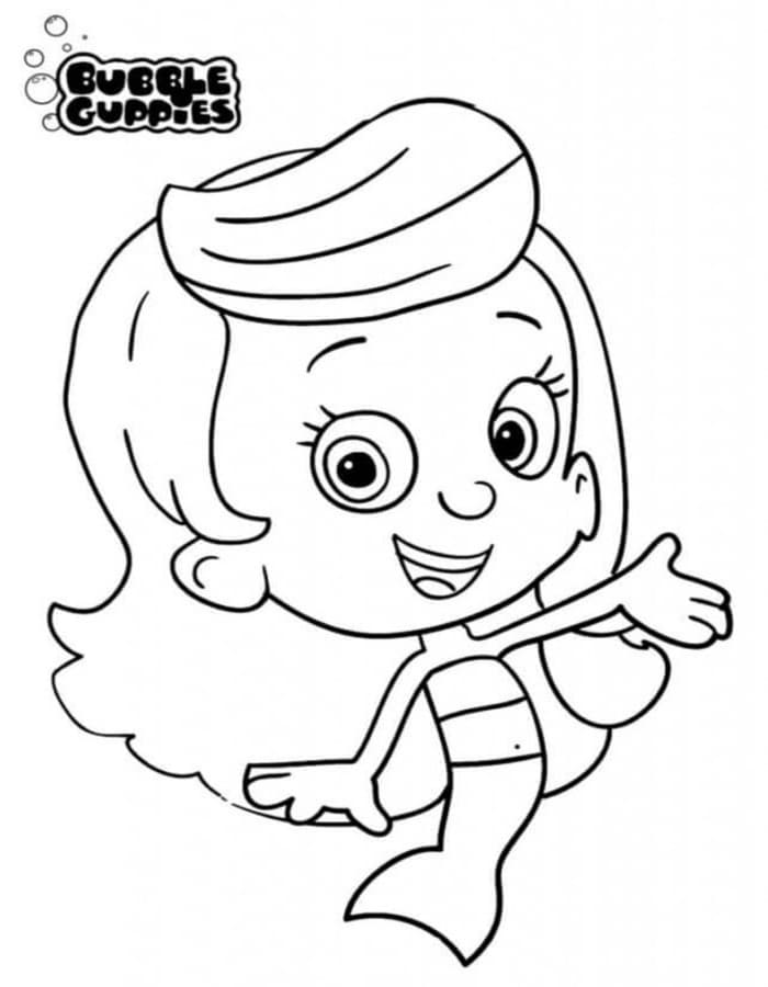 Fise de colorat cu Bubble Guppies simplu la copii