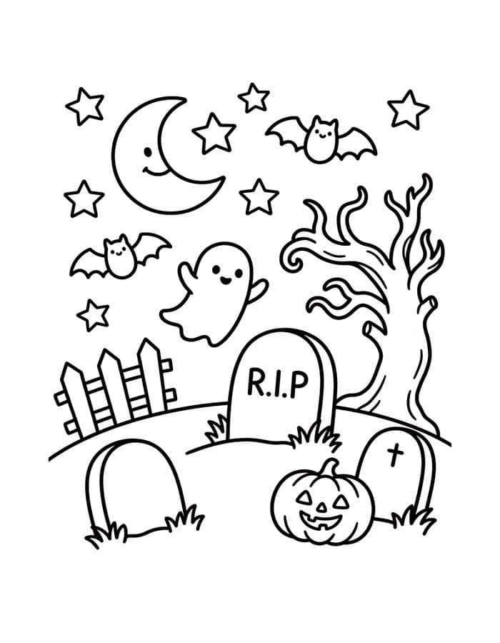 Fise de colorat cu Cimitir pentru copii